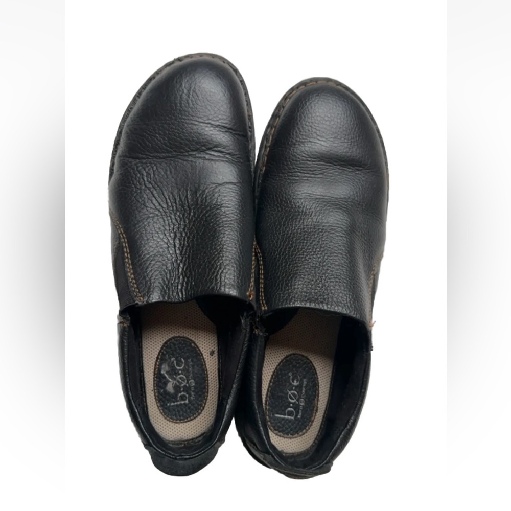 Born BOC Concept Women Black Leather Slip On Cushion Insole Comfort 10.5